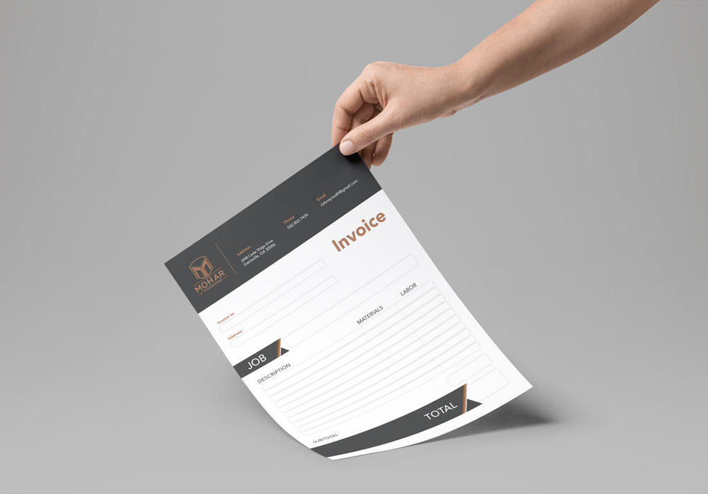 Fillable PDF invoice design for a finishing company