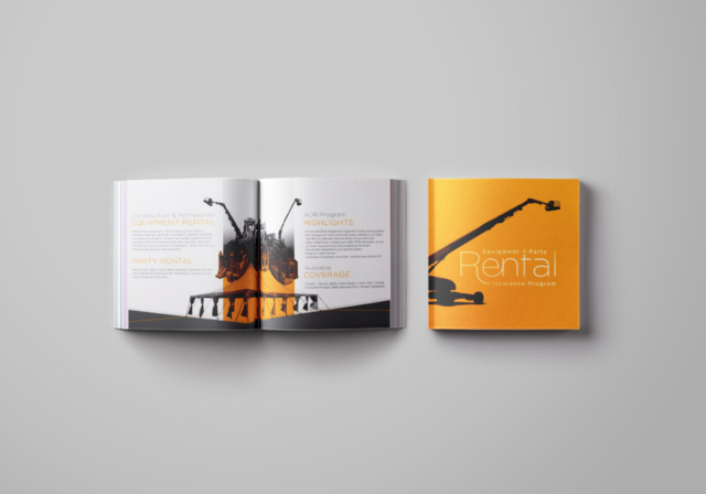 Sales Marketing Brochure for an insurance company specializing in construction equipment and party rentals